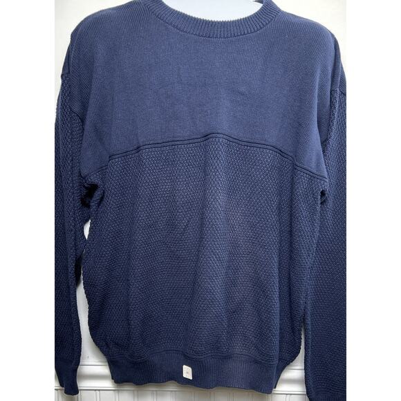 VTG 90s Lee Textured Cotton Sweater Mens XL Blue Heavyweight Crewneck USA Tag - Picture 1 of 6